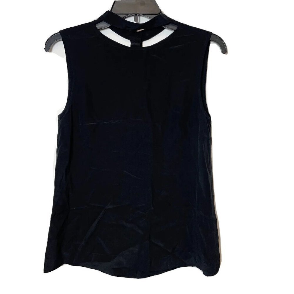 Tibi Womens Sleeveless Choker Neck Blouse Top Black 0 Hidden Button Y2k‎ Vibe